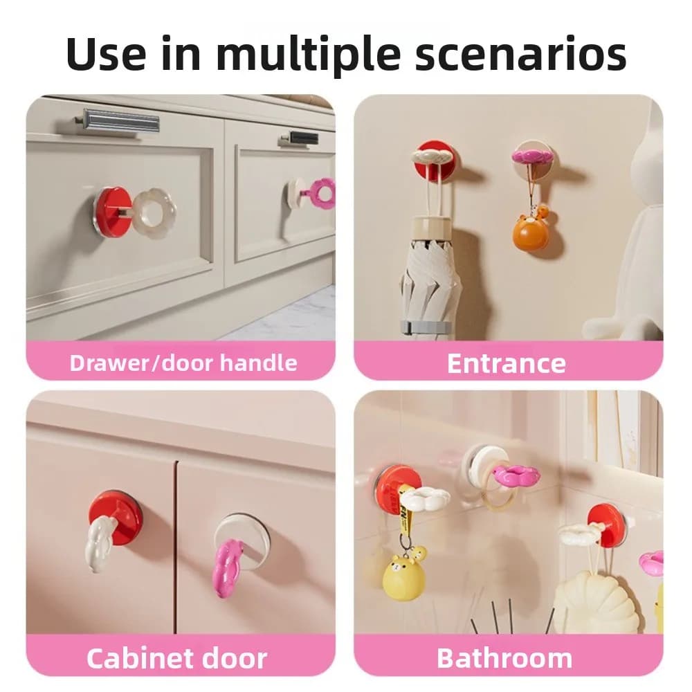 2 Pezzi Gancio a Ventosa Girevole Rimovibile, Colore Crema, Senza Adesivo, Gancio da Bagno Portatile in Plastica per Uso Domestico