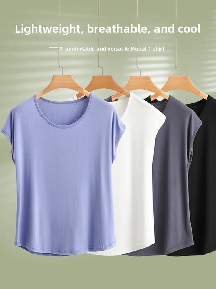 Top Senza Maniche in Modal e Seta Ghiaccio da Donna, Maglietta Casual con Scollo Rotondo, Taglie Forti, Sottile, Estiva, Comoda, per Strato Base