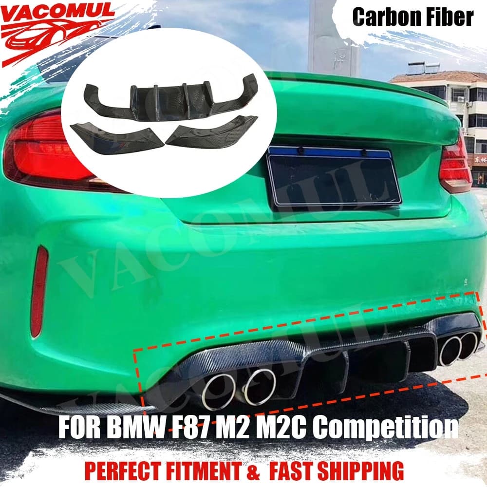 VACOMUL Carbon Fiber Rear Diffuser Lip for BMW F87 M2 M2C Competition 2016-2018 Car Rear Bumper Diffuser Lip Spoiler Splitters