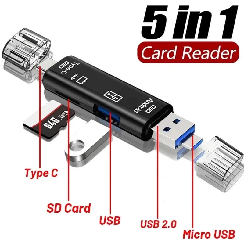 Multifunction OTG Card Reader USB 2.0 Type-C Micro USB SD TF Memory Card Adapter for Android iPhone MacBook Laptop Plug and Play