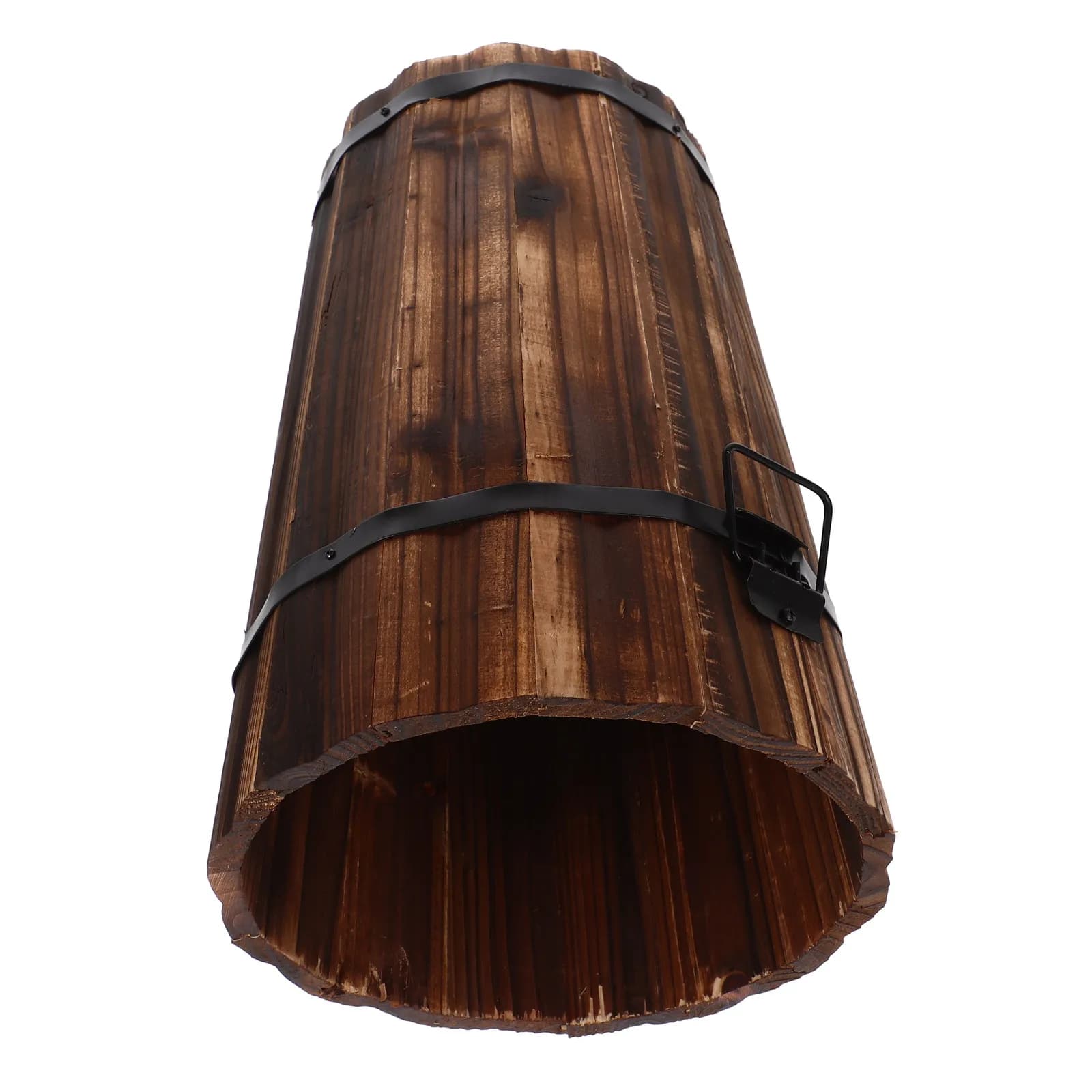 Cestino per Rifiuti in Legno Rotondo Rustico di Media Dimensione Compatto Portatile con Manico Cestino Decorativo per Bagno Camera da Letto Cucina