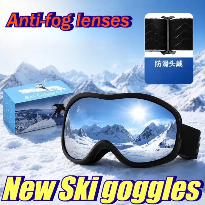 New Ski Goggles Non-slip Headband Can Be Worn with Glasses Ski Goggles Double-layer Anti-fog Ski Glasses