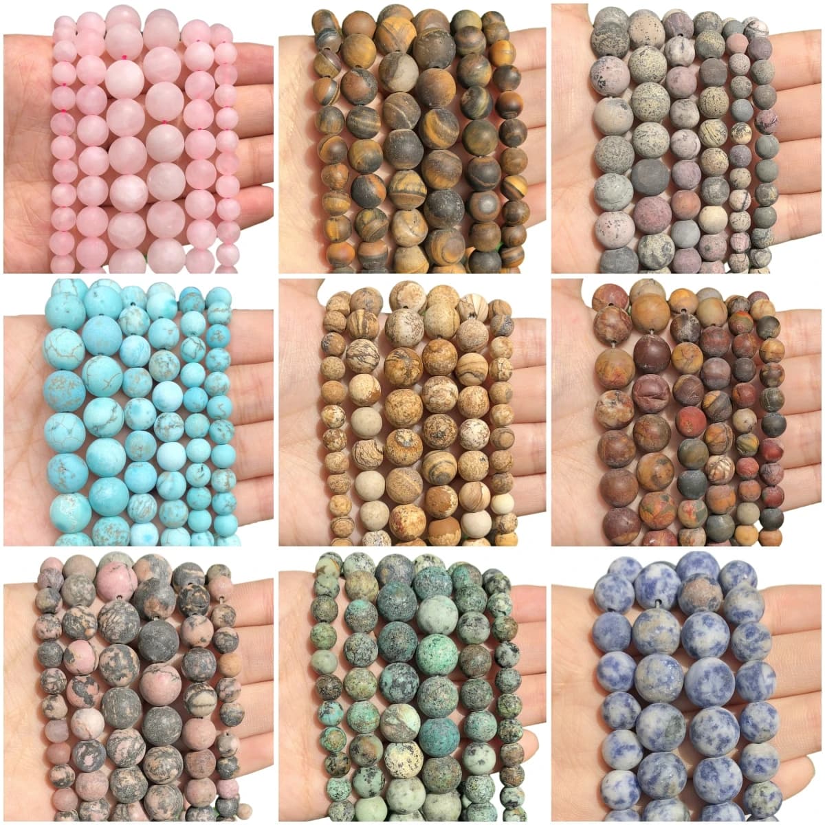 Natural Opaque Polish Opaque Map Picture Picasso Diaspro Turquoise Agate Stone Beads Rolls for Jewelry Creation 15 ''4/6/810mm