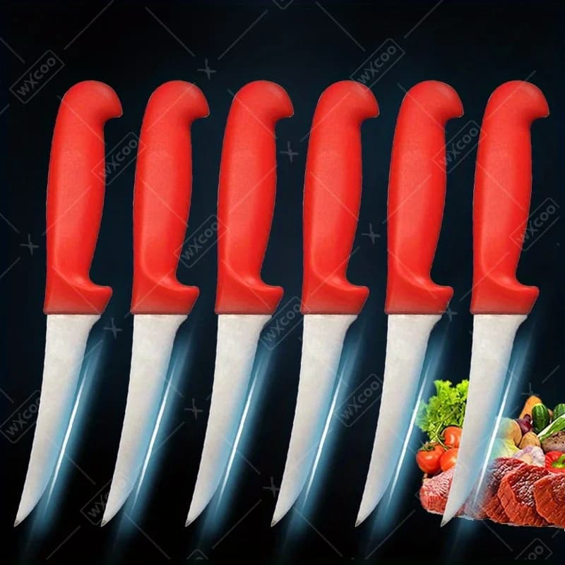 Set of 6 Stainless Steel Kitchen Knives, Versatile Chef Knives, to peel, Cut, Bone Meat, Vegetables, Fruit, Fish, Sharp as from Butcher
