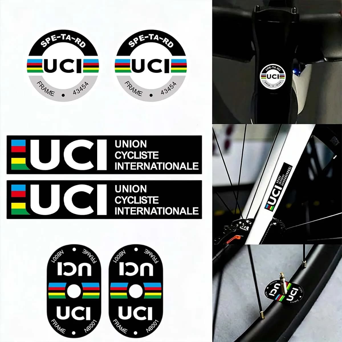 Adesivi per telaio bici UCI in vinile resistente, autoadesivi, fai da te, per bici da strada, mountain bike, gravel, forcella, casco, decorazioni per ciclismo all'aperto