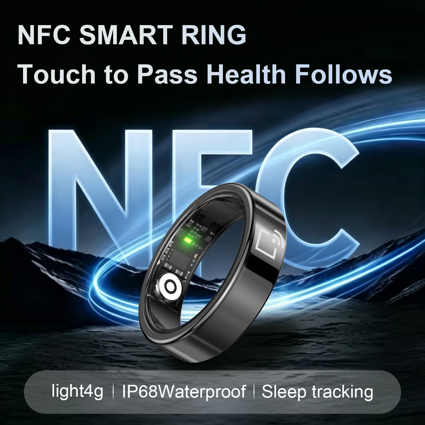 All-in-One Women NFC Smart Ring Access Card Sleep Tracker Stress Temp Monitor Short Video Control Waterproof