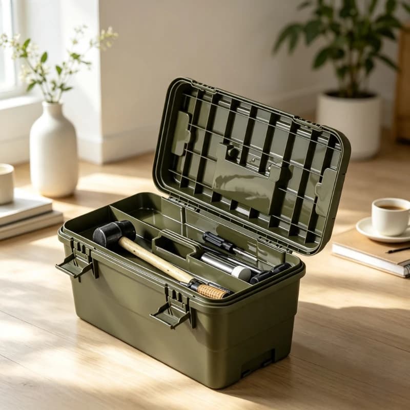 Portable Plastic Tool Box Storage Case Heavy Duty Fish Tackle Organizer Camping Equipment Carrier for Car Trunk Outdoor Travel