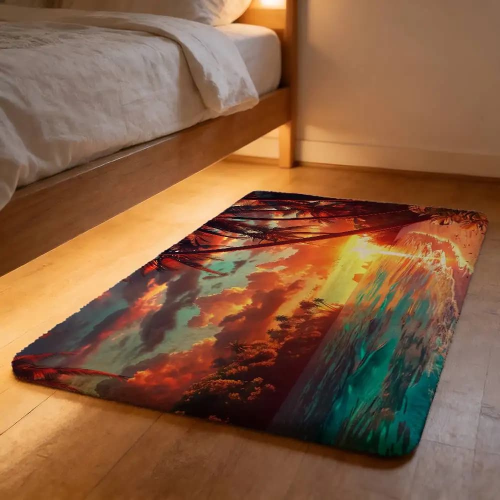Soft Carpet in the shape of Palma Hawaiana, Anti-slip, No Pelucchi, Absorbent, for Home