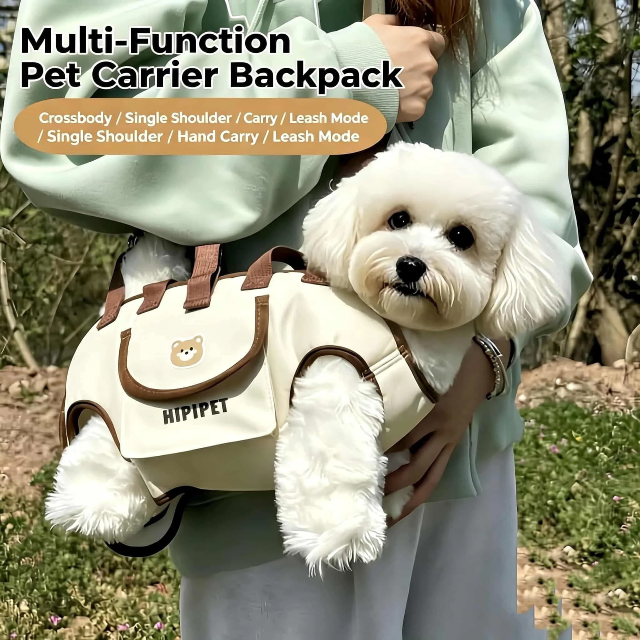 Breathable Small Dog Carrier Sling Multi‑Mode Crossbody Hand‑carry Pet Travel Backpack Adjustable Dog Harness Bag for Outdoor