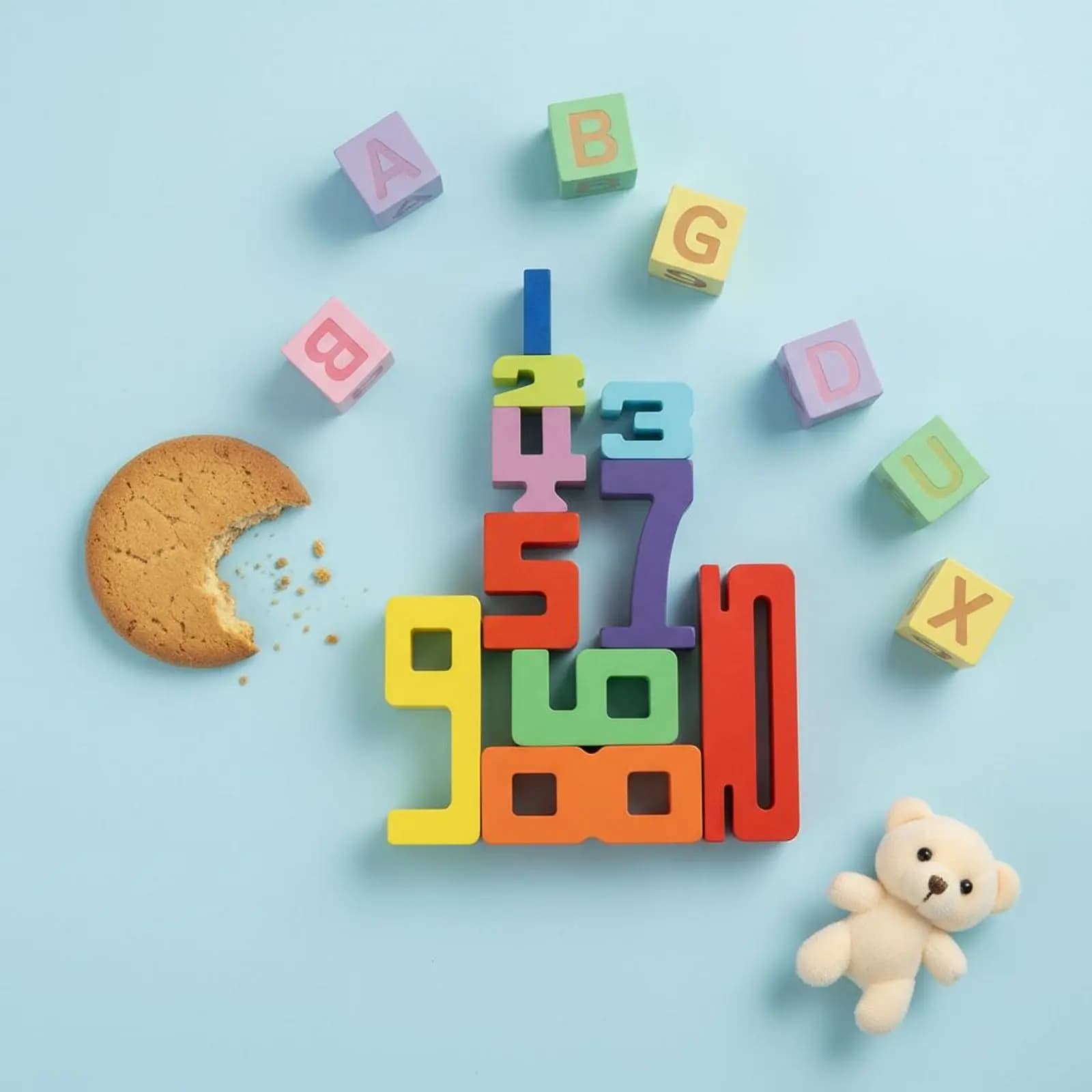 Blocchi di Costruzione in Legno Naturale per l'Educazione Precoce, Set di Blocchi per l'Apprendimento della Matematica con Bordi Arrotondati, Gioco Educativo
