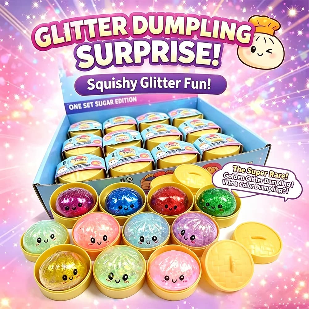 Glitter Dumpling Ultra Rare Glitter Hidden Edition Dumplings Sensory Steamer Soft Fidget Toy TPR Dough Ball for Stress Relief