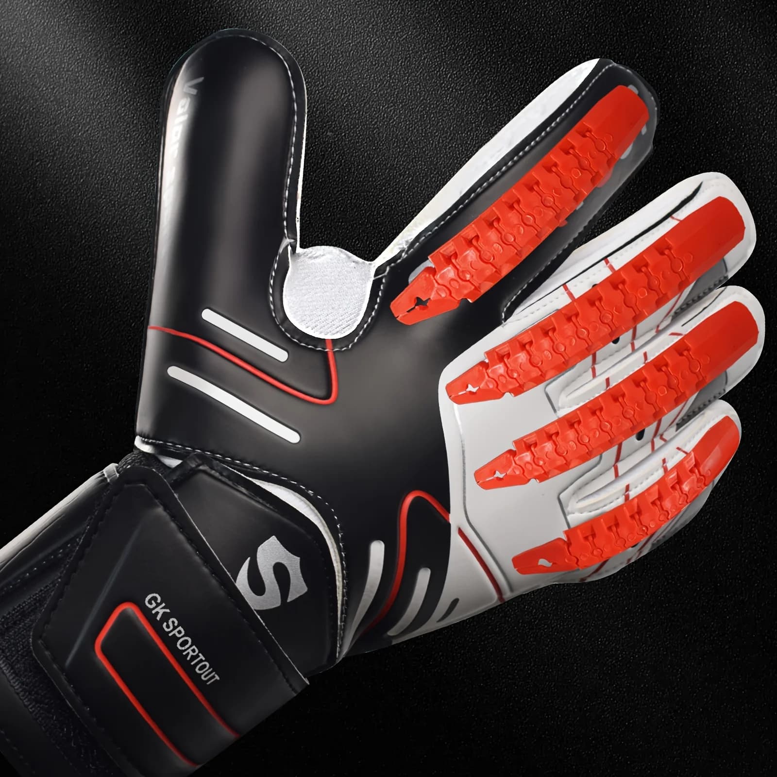 Guanti da Portiere Sportout per Giovani e Adulti, Presa Forte per le Parate Più Difficili, con Fingerave e Lattice 4+3MM