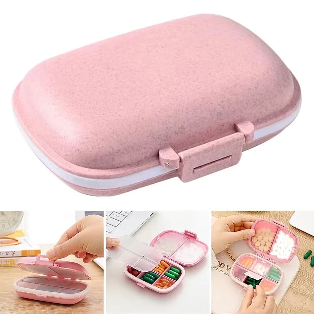 Portable Pill Box 8 Grid Vitamin D Medicine Storage Box Moisture-proof Silicone Sealing Strip Pocket Travel Family First Aid Kit