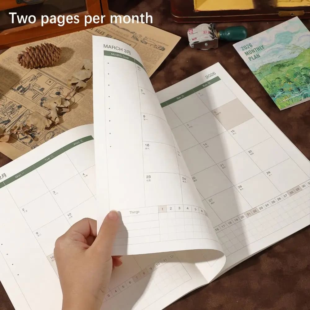 2 Pz/set A4/A6 2026 Orari Notebook Piano di Apprendimento Efficienza del Lavoro Planner Notebook Vita Check-in 2026 Calendario Planner Scuola