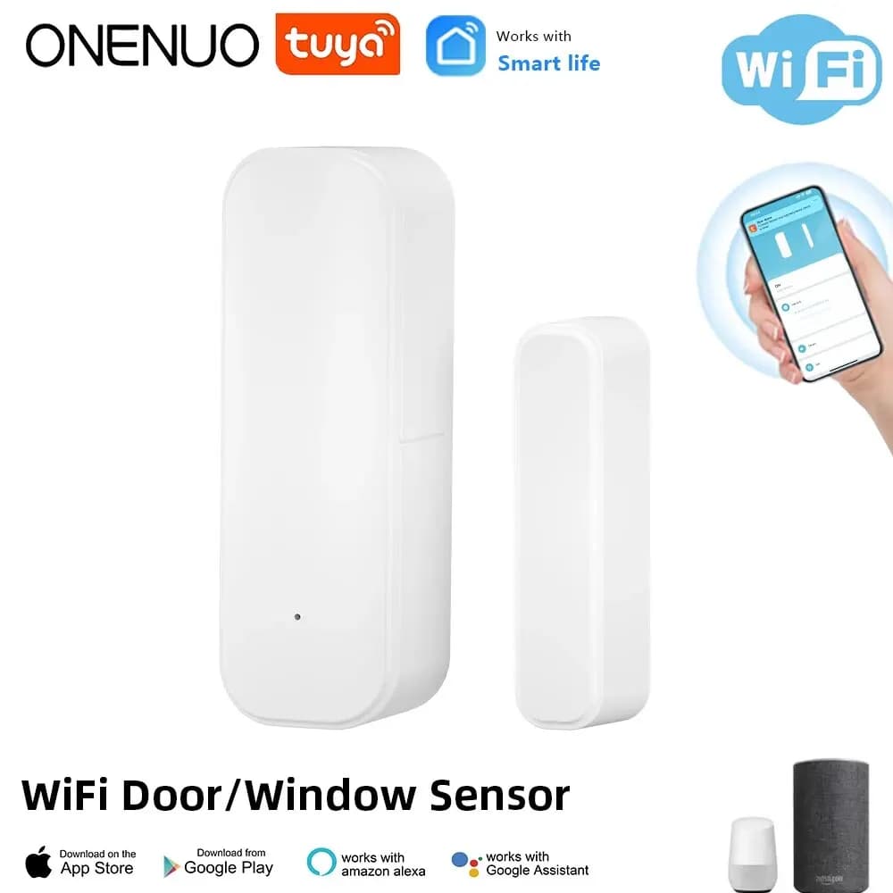 ONENUO Tuya Wifi Sensore porta Sensore ingresso finestra Sicurezza antifurto Sensore porta Allarme Smart Life Sensore porta magnetico Alexa Google