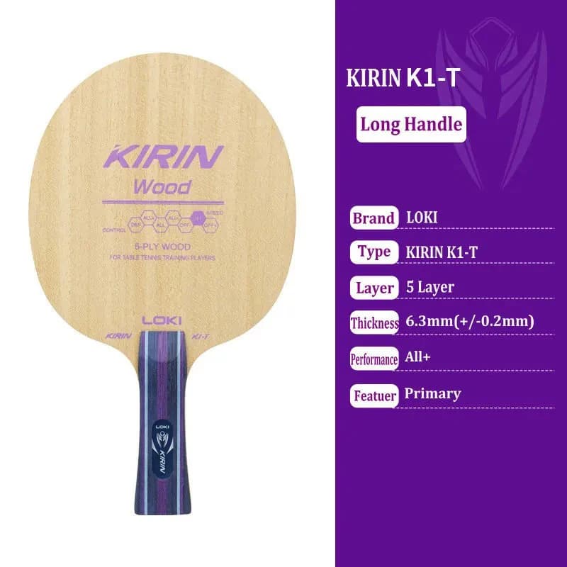 Loki Table Tennis Blade Kirin K3/ K1-T Long Handle Ping Pong Rackets Kirin Series Blade FL Pure Wood Rackets