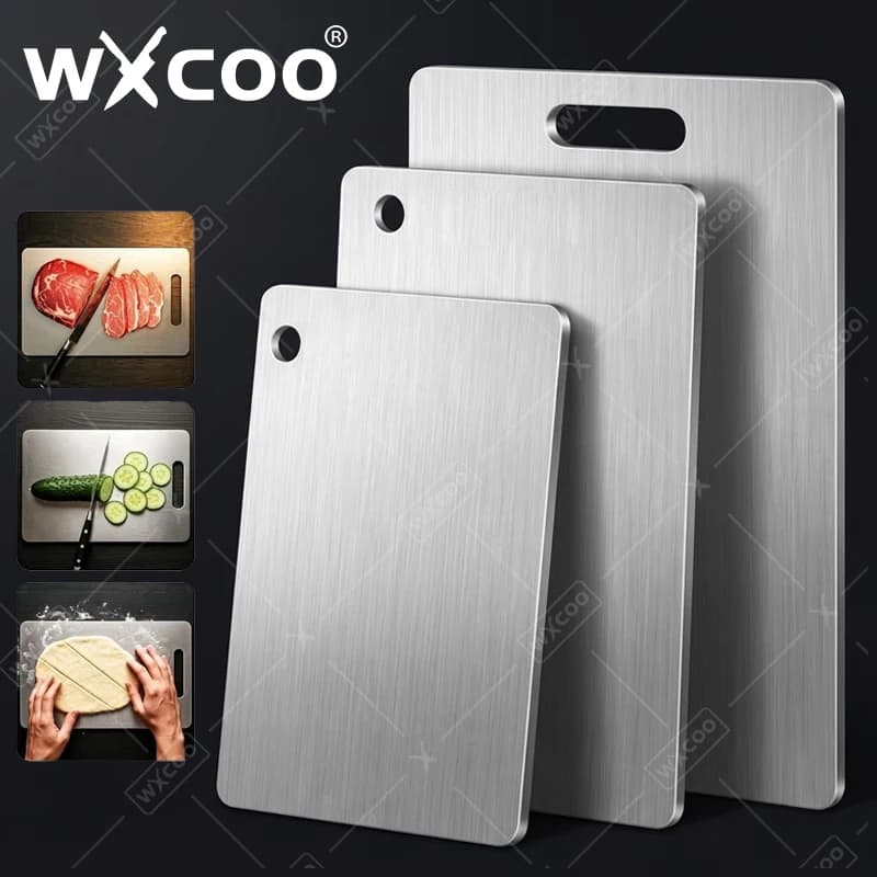WXCOO Tagliere a doppia faccia in acciaio inossidabile, tagliere ispessito per impastare, tagliere da cucina per uso domestico, per tagliare la frutta