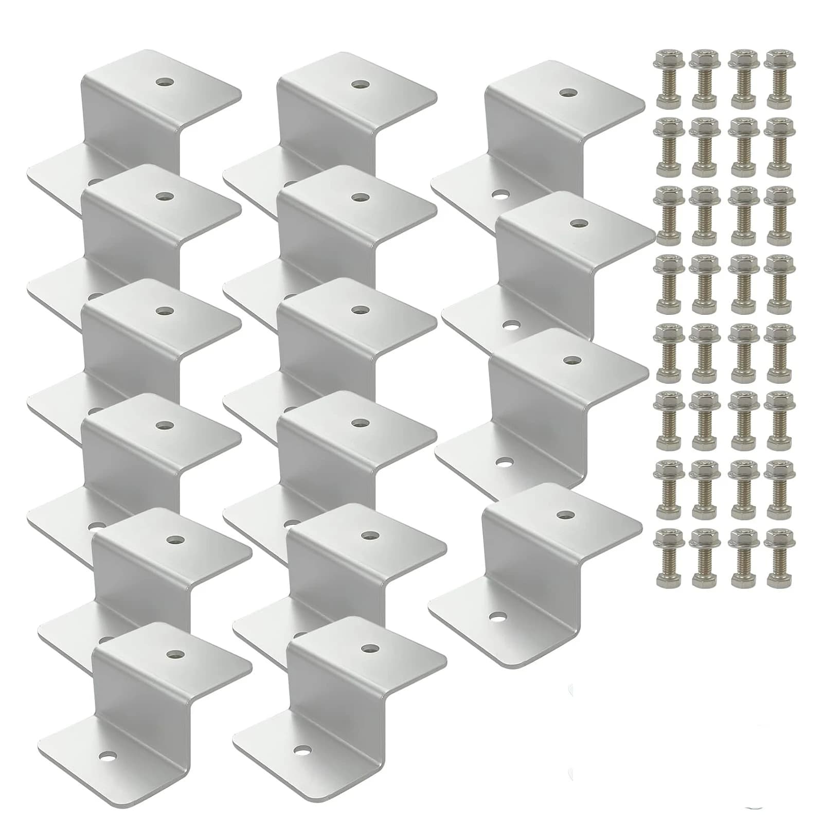 Staffe di Montaggio per Pannelli Solari in Lega di Alluminio 16/8/4 pz, Staffe a Z Leggere per Pannelli Solari con Dadi e Bulloni per Tetti e Camper