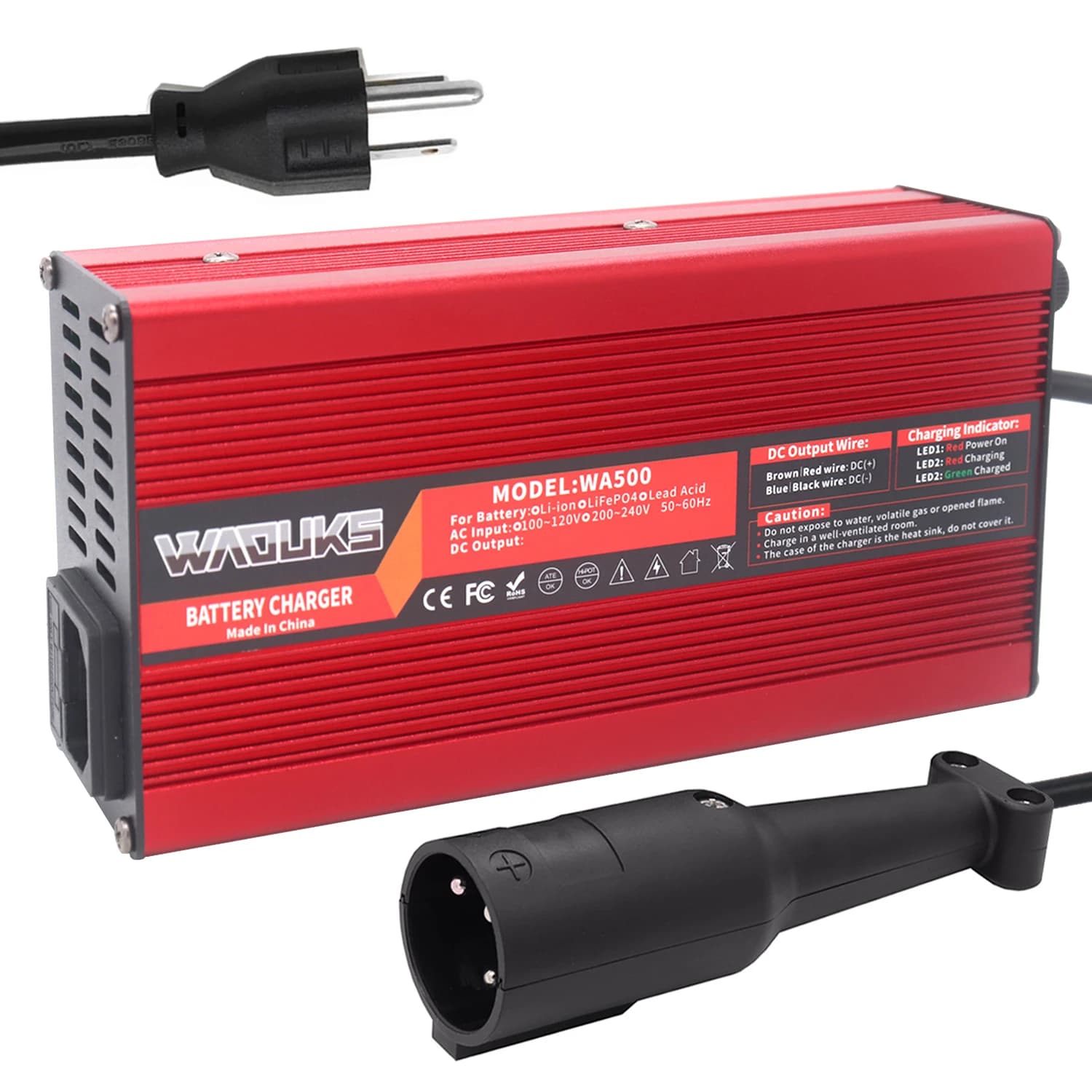 Caricabatterie 48V 6A per batterie al piombo con spina Golf, caricatore intelligente rapido per batterie al piombo da 48V