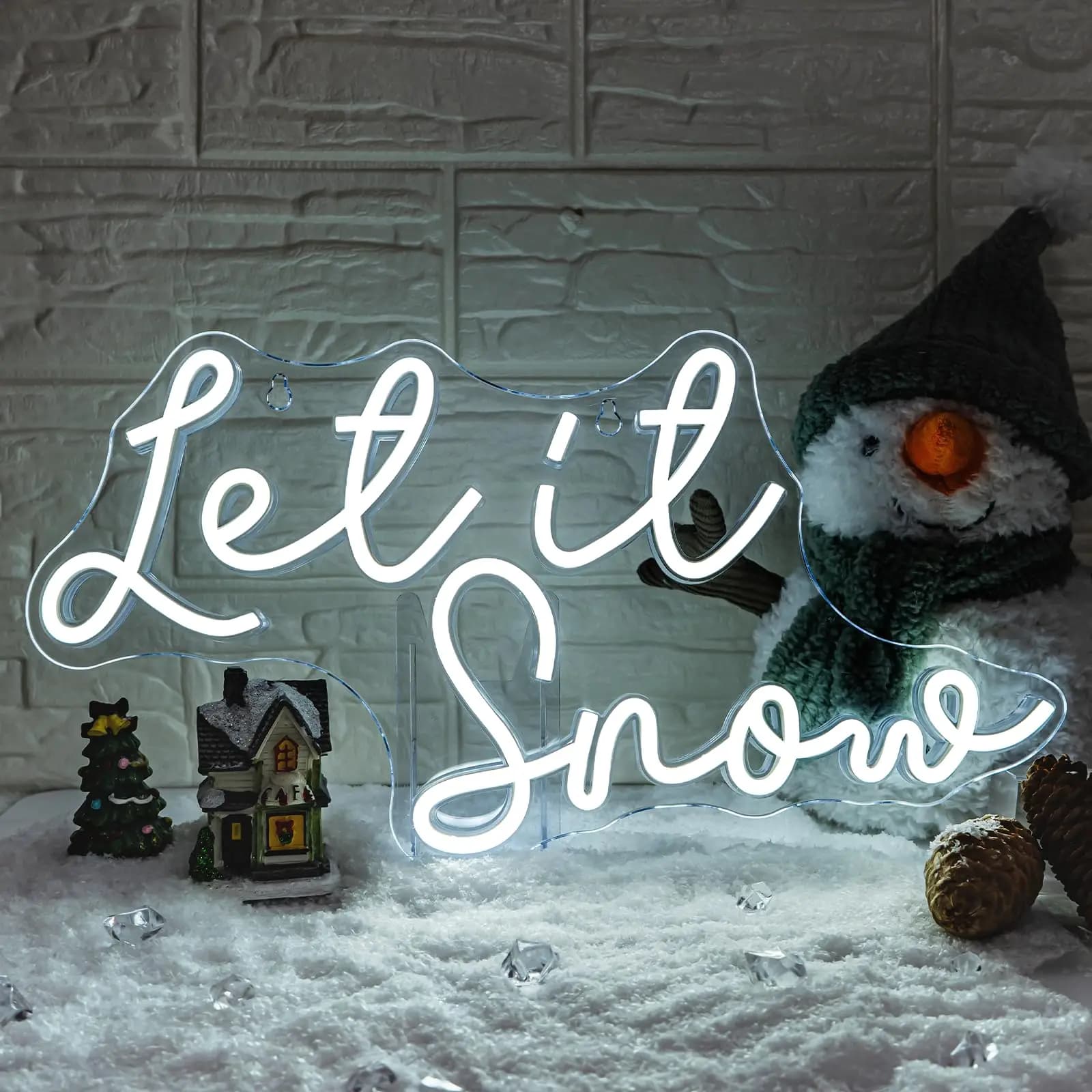 Let It Snow Insegne al neon per decorazioni murali Luci a LED per bar Sala feste Negozio Finestra invernale Decorazione camera da letto Regali di Natale