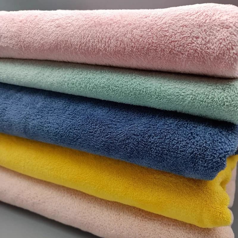 Tessuto in pile corallo assorbente per asciugamano avvolgente per capelli, per accappatoi fai da te, ad asciugatura rapida, in poliestere ed elastan, tessuto in spugna per casa e spa