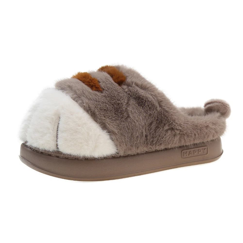 3D cat's foot plush Slippers Hot slip-on home shoes Comfortable flat thermal slippers Torque Slippers for men women