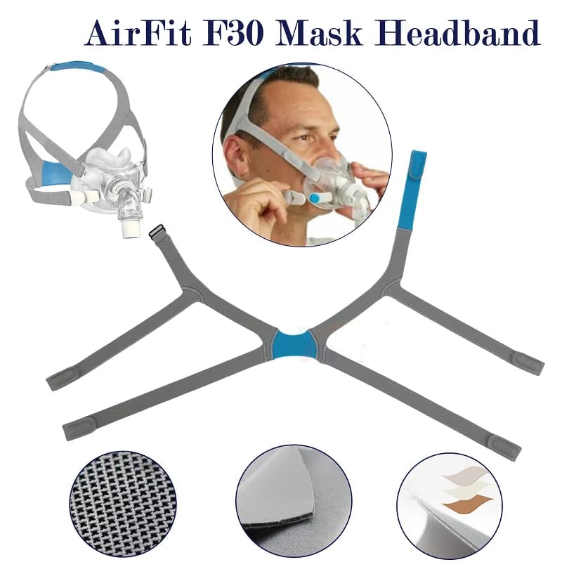 Cinturino di ricambio per copricapo CPAP per respiratore a maschera piena Resmed Airfit F30 regolabile per uso domestico