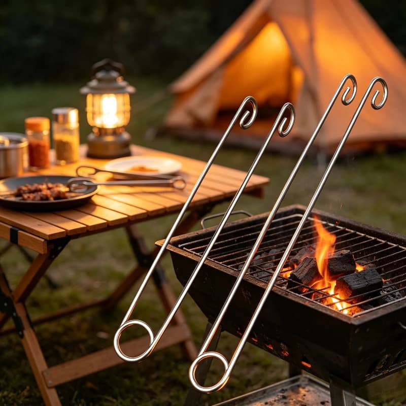 2Pcs Extended Stainless Steel BBQ Charcoal Clamp Thickened Fire Tongs Outdoor Camping Barbecue Charcoal Pliers