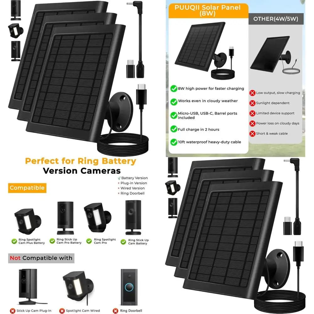 Kit di telecamere di sicurezza per esterni in 3 pezzi, impermeabile, cavo da 10 piedi, compatibile con telecamere alimentate a batteria