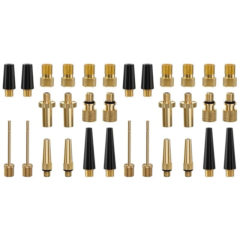 ABYM 32PCS Premium Bicycle Presta Schrader Valve Adaptor, Including Ball Pump Needle, Bike Pump Adapter