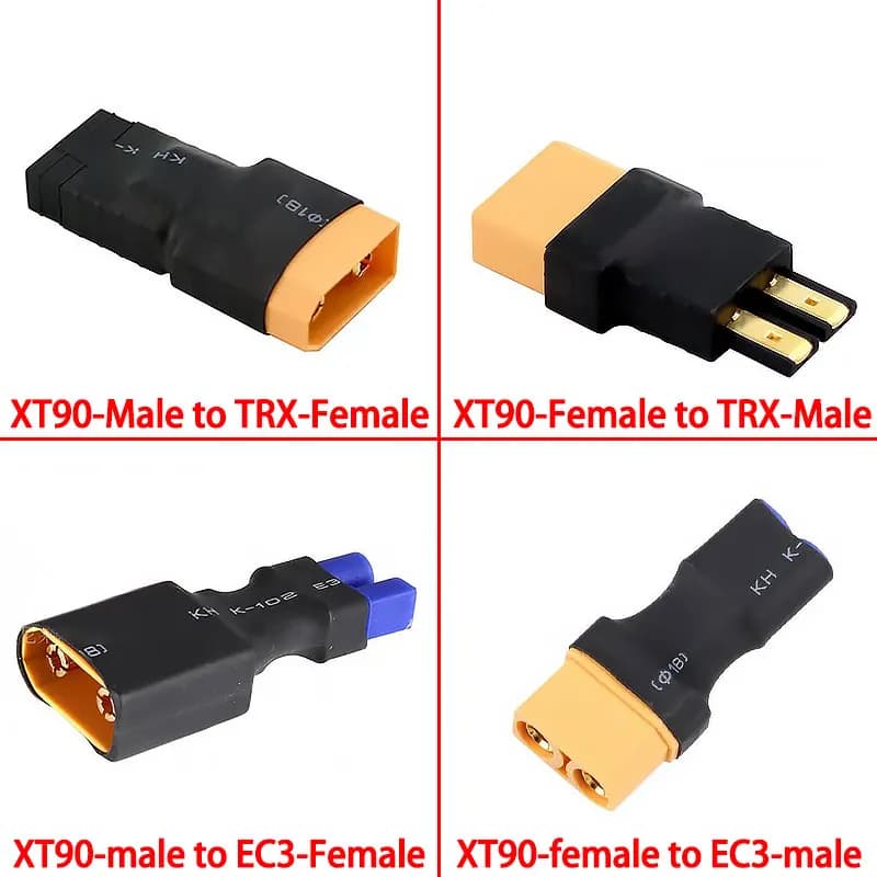 Adattatore da spina XT90 maschio femmina a TRX EC3 per connettore batteria LiPo quadricottero elicottero RC