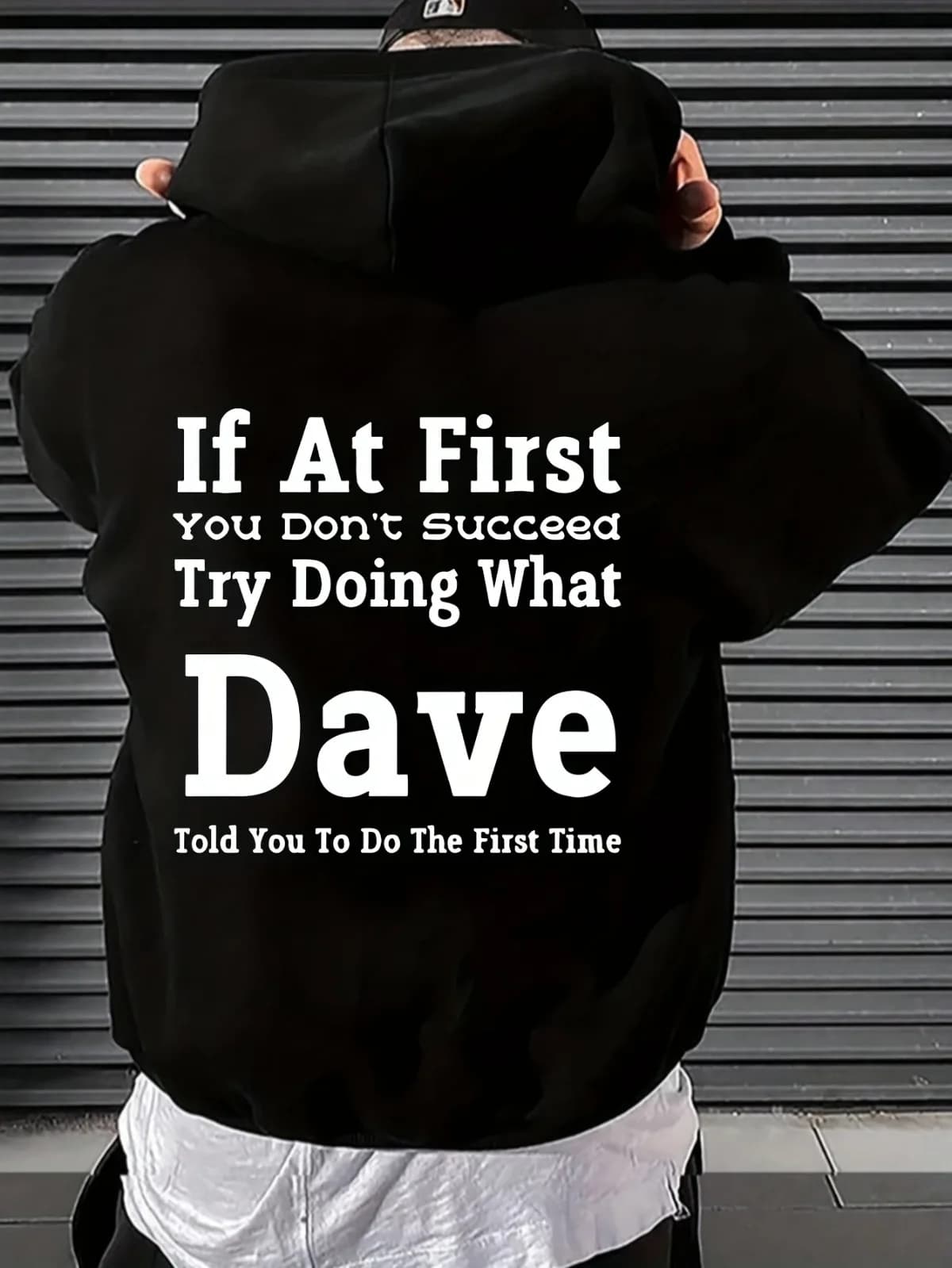 Felpa con cappuccio spessa sportiva stampata con motivo umoristico "Dave" alla moda da uomo, adatta per il pullover regalo di festa