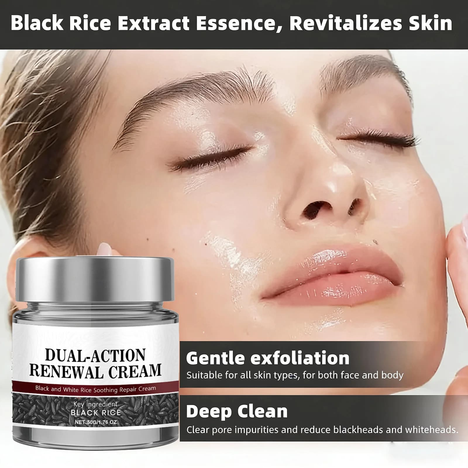 Scrub viso corpo al riso nero Crema esfoliante naturale per pelle morta Rimozione punti neri Esfoliante quotidiano delicato per tutti i tipi di pelle