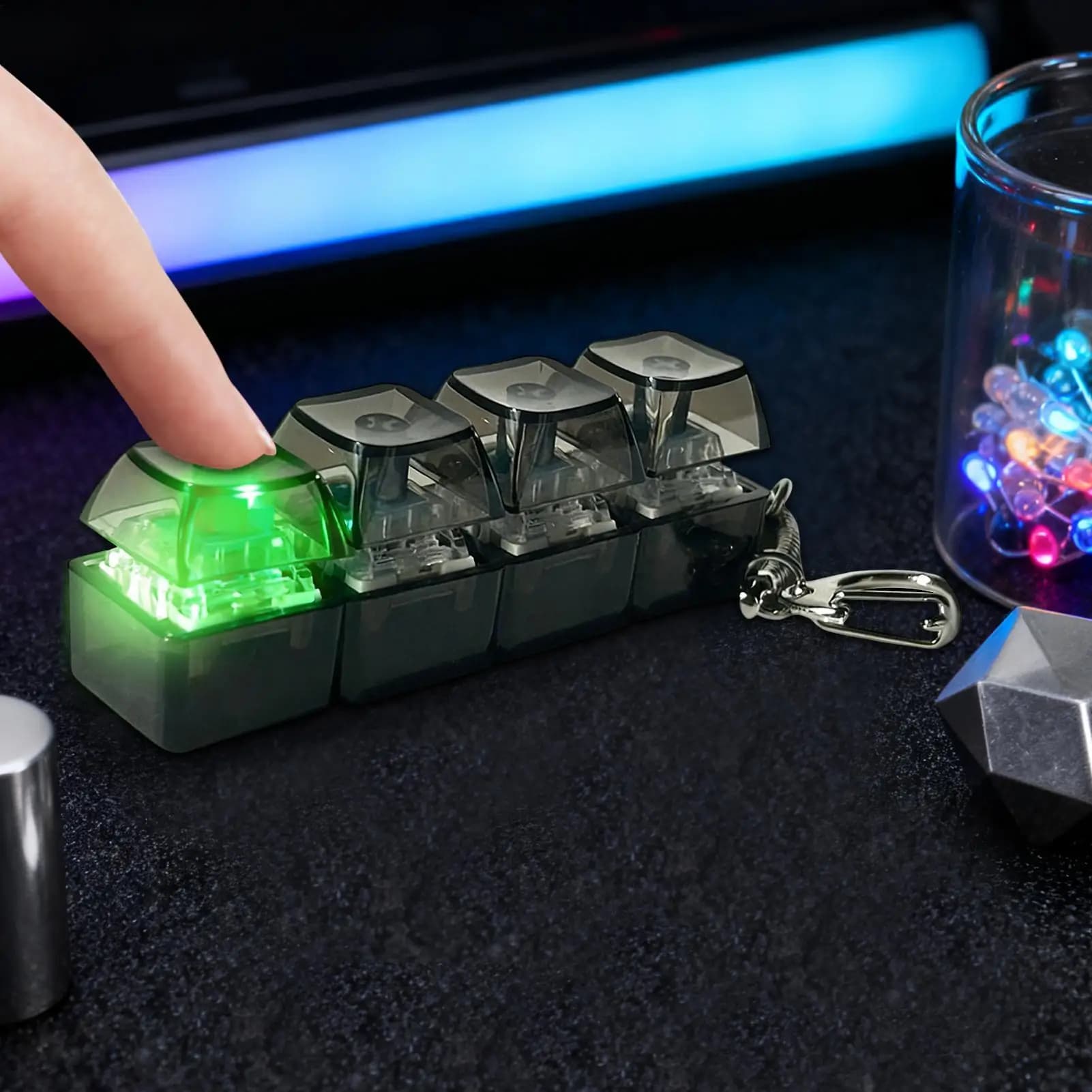 4 Keyboard Tester, LED Antistress Toy, Keychain with Keys, Gift