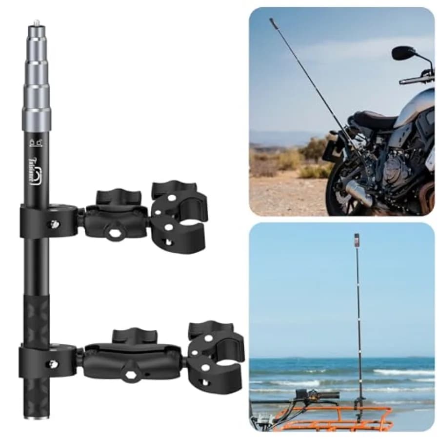 Supporto per Manubrio Moto in Lega di Alluminio con Doppio Morsetto Bloccabile Anti-Caduta, Asta Selfie Invisibile da 47 cm per Insta360 X5/X4/X3/X2/ONE