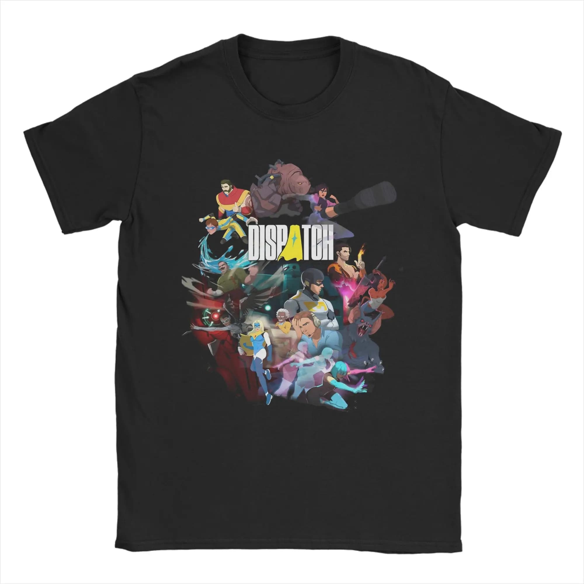Dispatch Game Character Collage T-shirt in cotone per uomo Beach T-shirt vintage O Collo T-shirt di tendenza Oversize Logo personalizzato Top