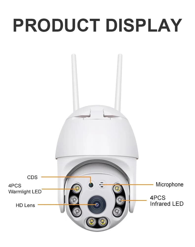 2MP 1080P iCsee/Tuya/Yoosee APP Telecamera dome IP PTZ wireless a colori AI Rilevazione umanoide Sicurezza domestica CCTV Baby Monitor