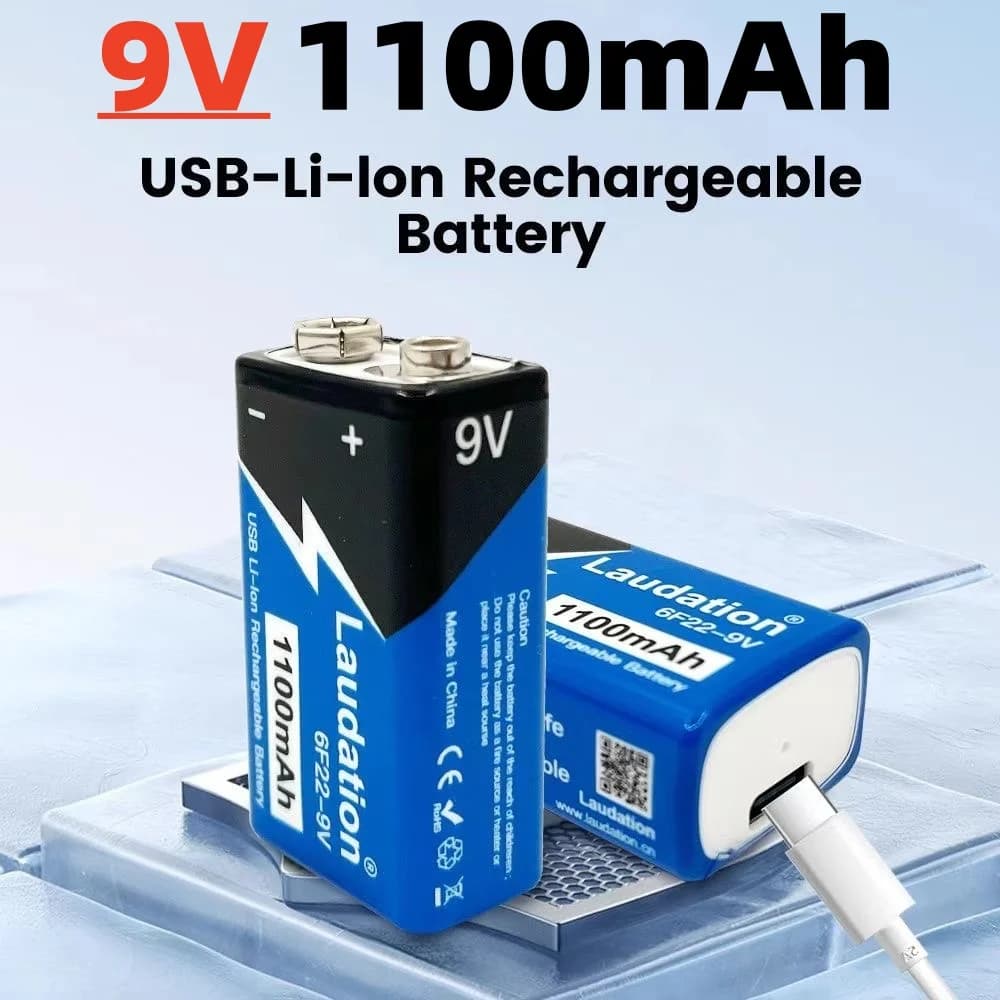 🔋 Batteria ricaricabile agli ioni di litio 6F22 9V 1500mAh, batteria USB 9V adatta per multimetro, microfono, telecomando, KTV