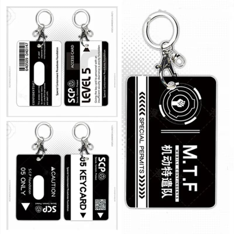 SCP Foundation Set of cosplay gaming cards Access control keychain Student Bus Pasto Card Keychain Accessories Pendant
