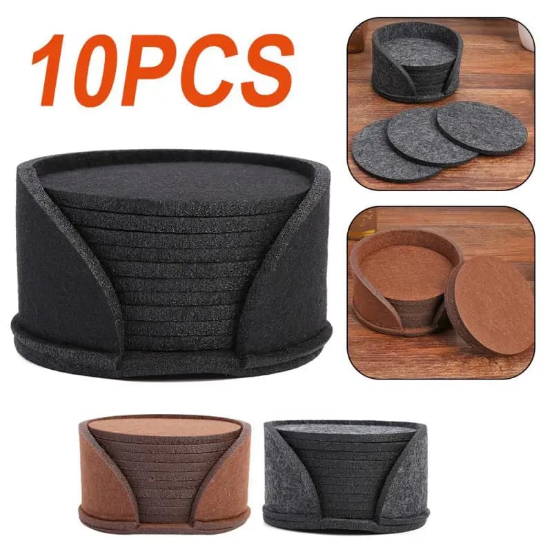10 pz 10 cm Rotondo Feltro Sottobicchiere Protezione Da Tavolo Assorbente Facile Secco Resistente Al Calore Sottobicchiere Caffè Tè Bevanda Bevanda Vino Bicchiere Zerbino