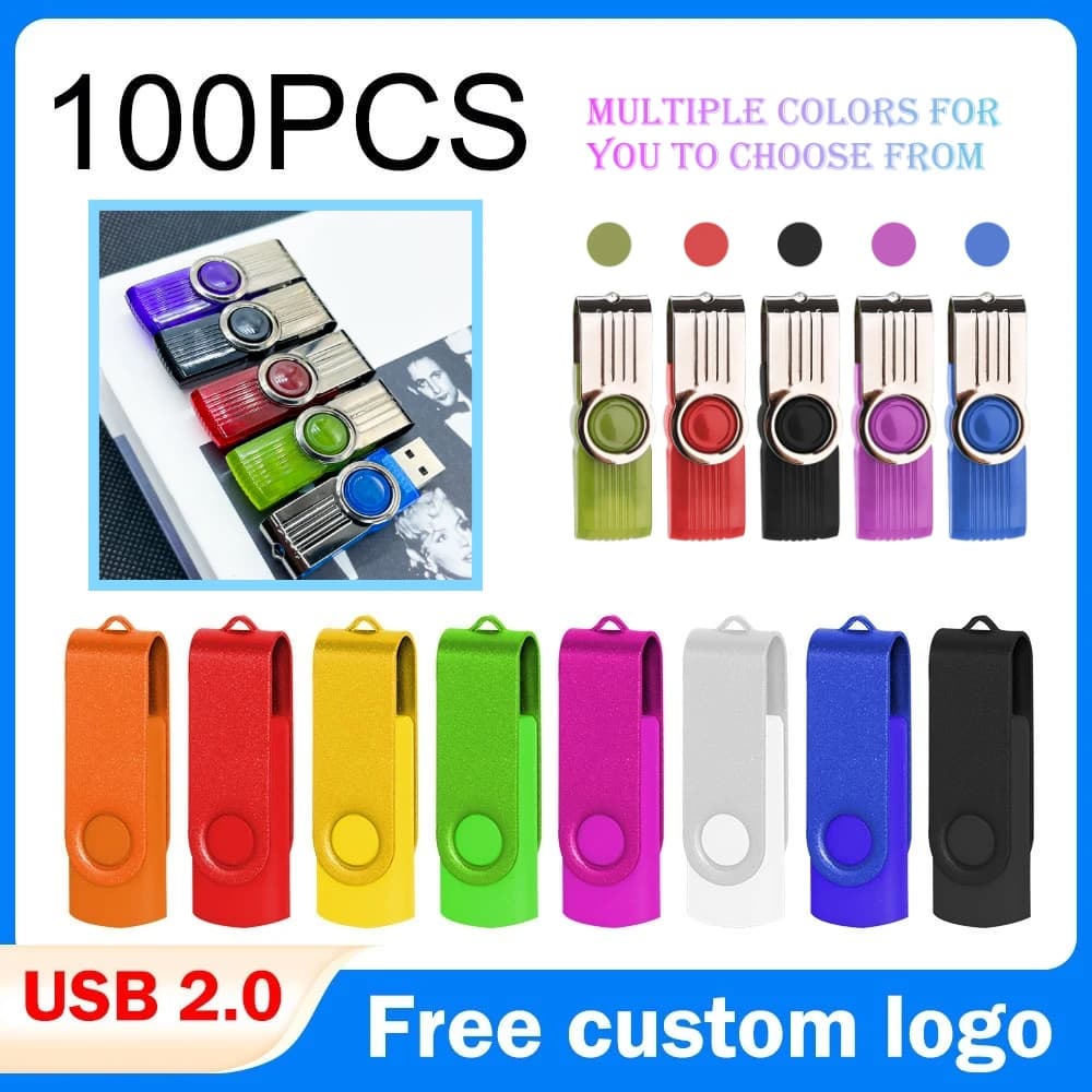 Chiavetta USB 2.0 Personalizzabile Gratuita, 100 Pezzi, 256MB 512MB 1GB 2GB 4GB 8GB 16GB 32GB 64GB, Pendrive, Memory Stick, Regalo