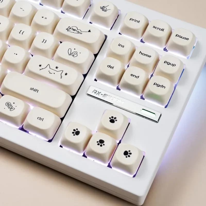 MiFuny Cute Dog/Cat/honor Theme Round Keycaps Kawaii 129 tasti PBT MOA Profile Keycap per tastiera meccanica accessori da gioco
