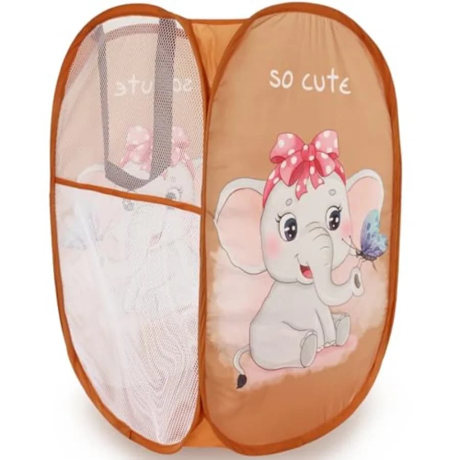 Simpatico Cesto Pieghevole per Giocattoli e Vestiti, Borsa Portaoggetti per Calzini, Elefante Color Kaki