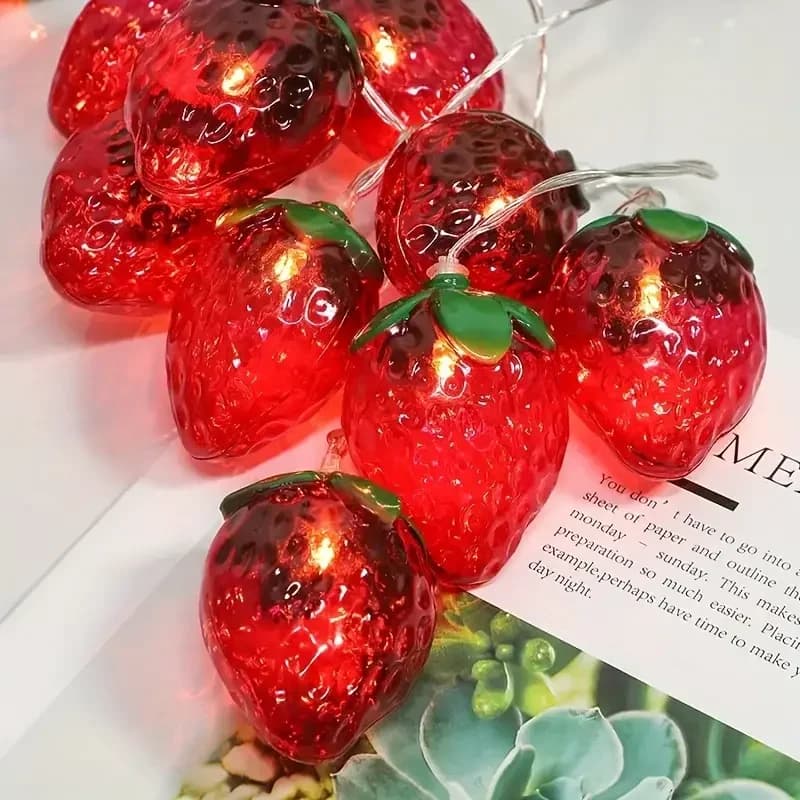 10/20/30/40 LED Fragola Fata Luci A Batteria Frutta Luci Della Stringa Per Interni Esterni Camera Da Letto Decorazione di Vacanza