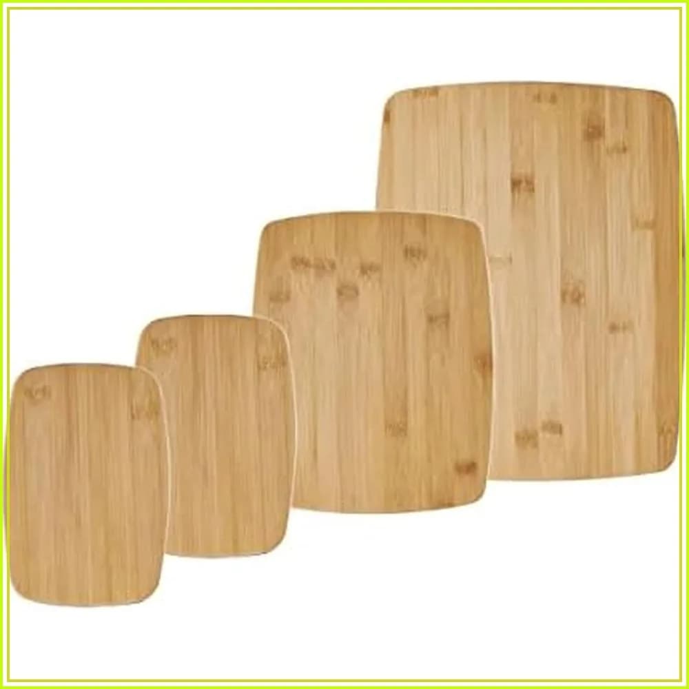 Set di 4 Taglieri in Bambù - Reversibili per Tagliare, Affettare, Preparare Salumi e Cibi, Essenziali in Cucina, Regalo di Benvenuto