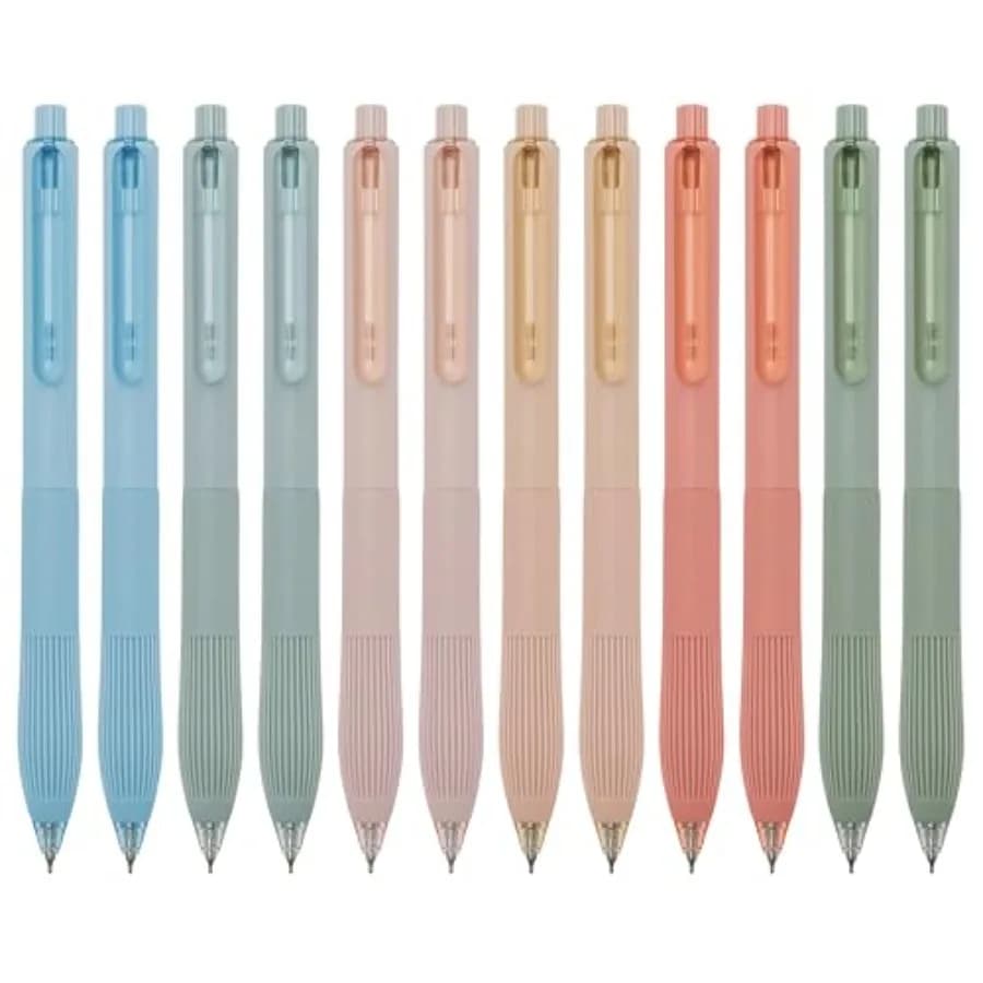 Gel Pens Black Ink Pens for Office 0.5mm Fine Point Pens Smooth Writing Retractable Work Pen Macaron 12 pcs