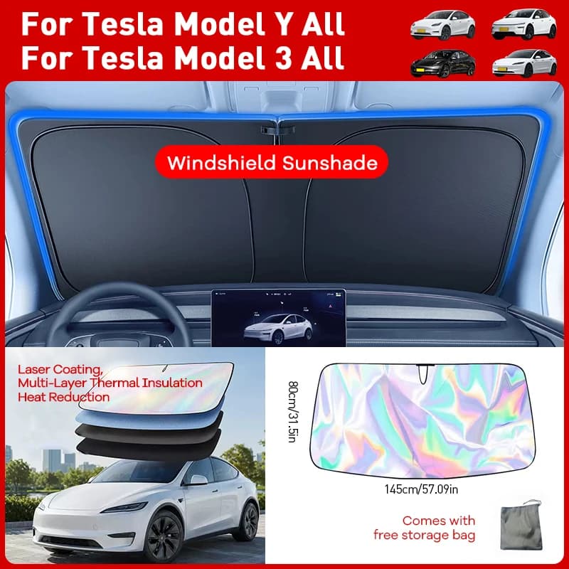 For Tesla Model Y YL 3 Highland Juniper 2017-2025 2026 Car Sun Shade Front Window Shade Visor Glass Roof Skylight UV Protection