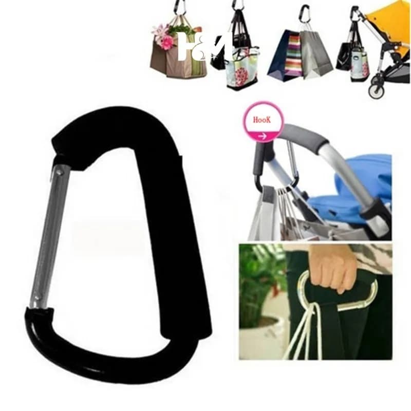 Large Carabiner Stroller Hooks Organizer Aluminum D Ring Spring Snap Keychain Clip Carry Handle for Hanging Purses Shopping Bags
