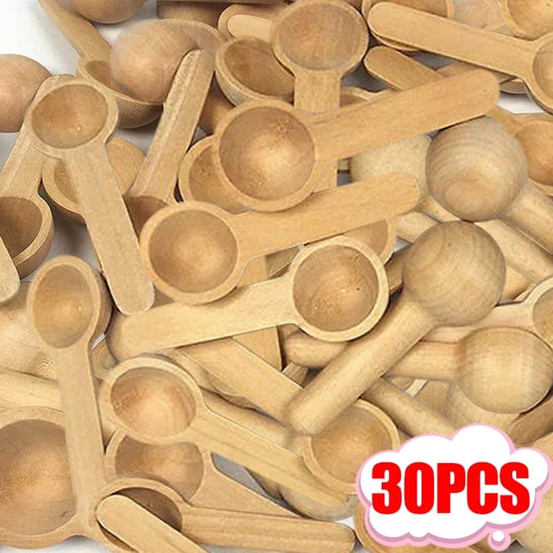 Mini cucchiai di legno Condimento Miele Caffè Cottura Caffè Chicchi di caffè Sale Barattoli di spezie Cucchiai dosatori in legno Cucina Manico corto Scoop