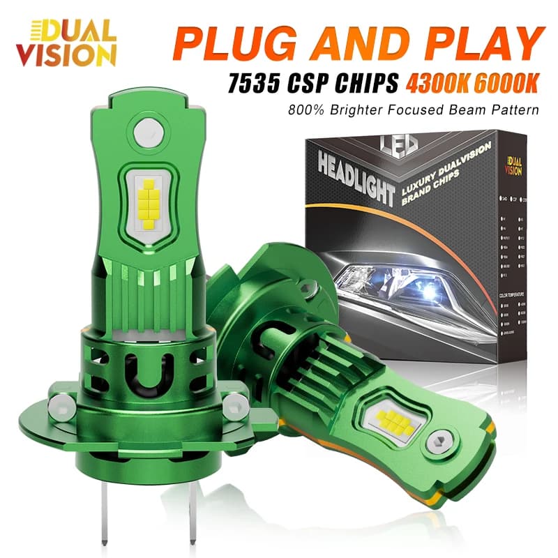 2 Pieces LED bulbs H7 CANBUS 120W 30000LM Mini Front Headlights 1:1 No Errors with 6000K 4300K fan